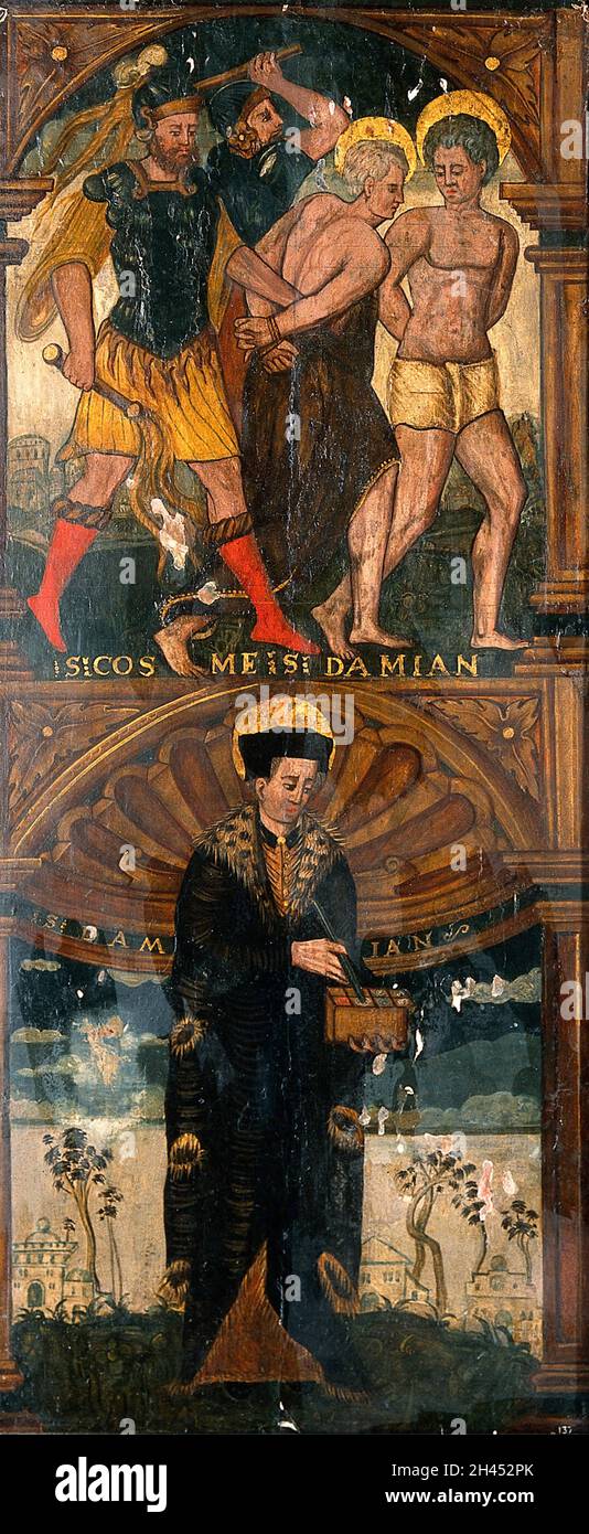 The flagellation of Saints Cosmas and Damian (above) and Saint Damian