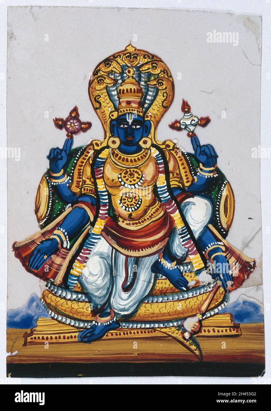 Vishnu a major Hindu deity, the preserver of the universe, with four