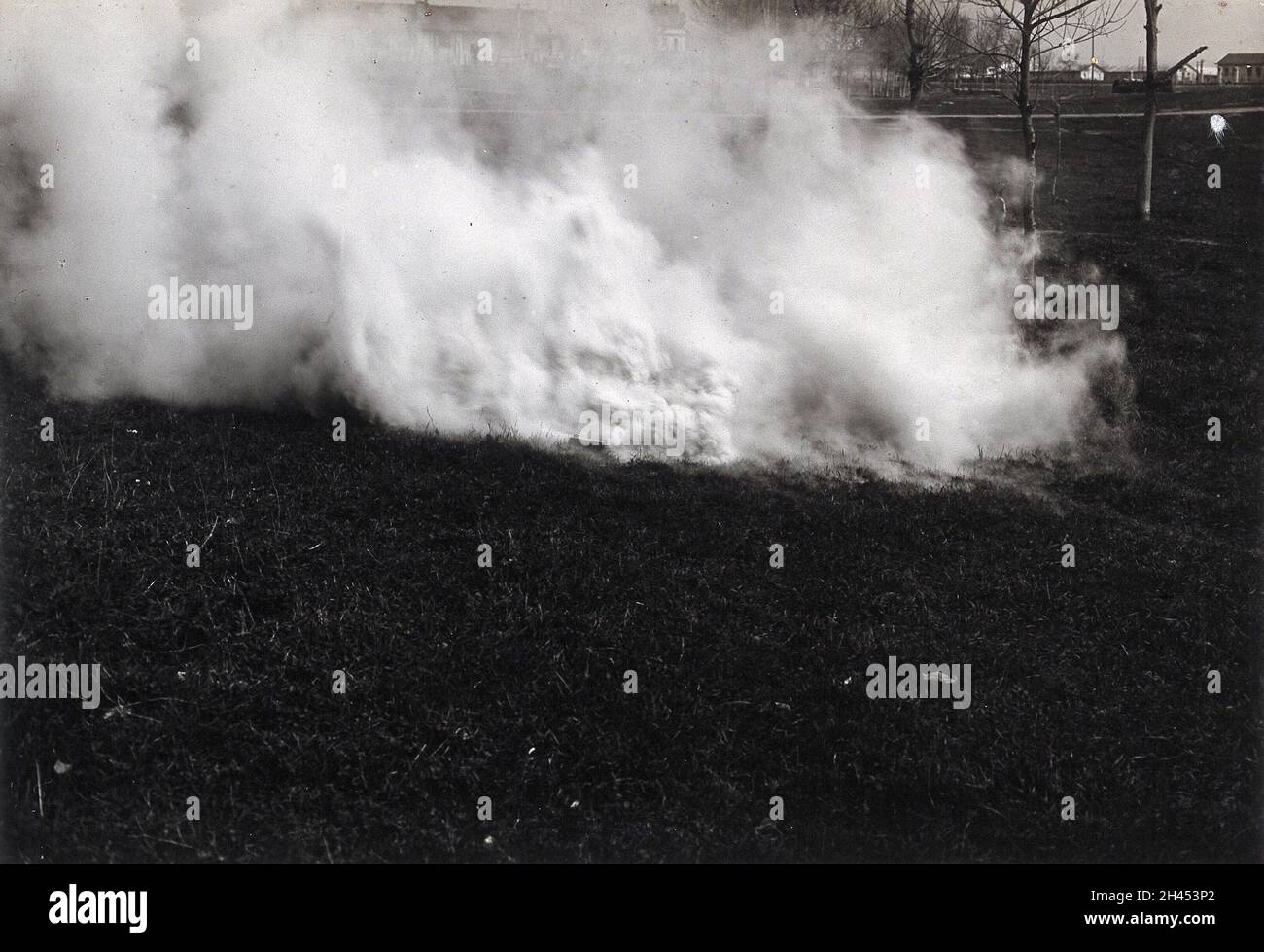 Nettuno, Italy: an explosion of white smoke caused by a smoke bomb. Photograph, 1910/1940 (?). Stock Photo
