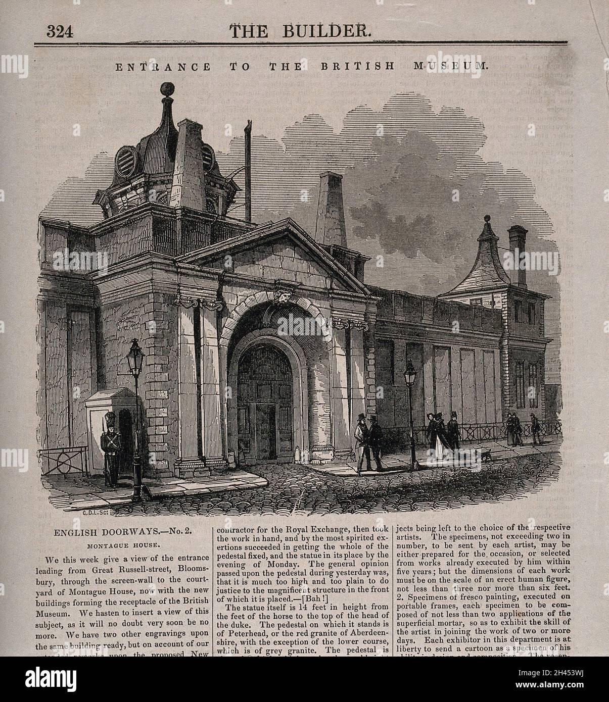 The British Museum at Montague House the Russell Street facade. Wood