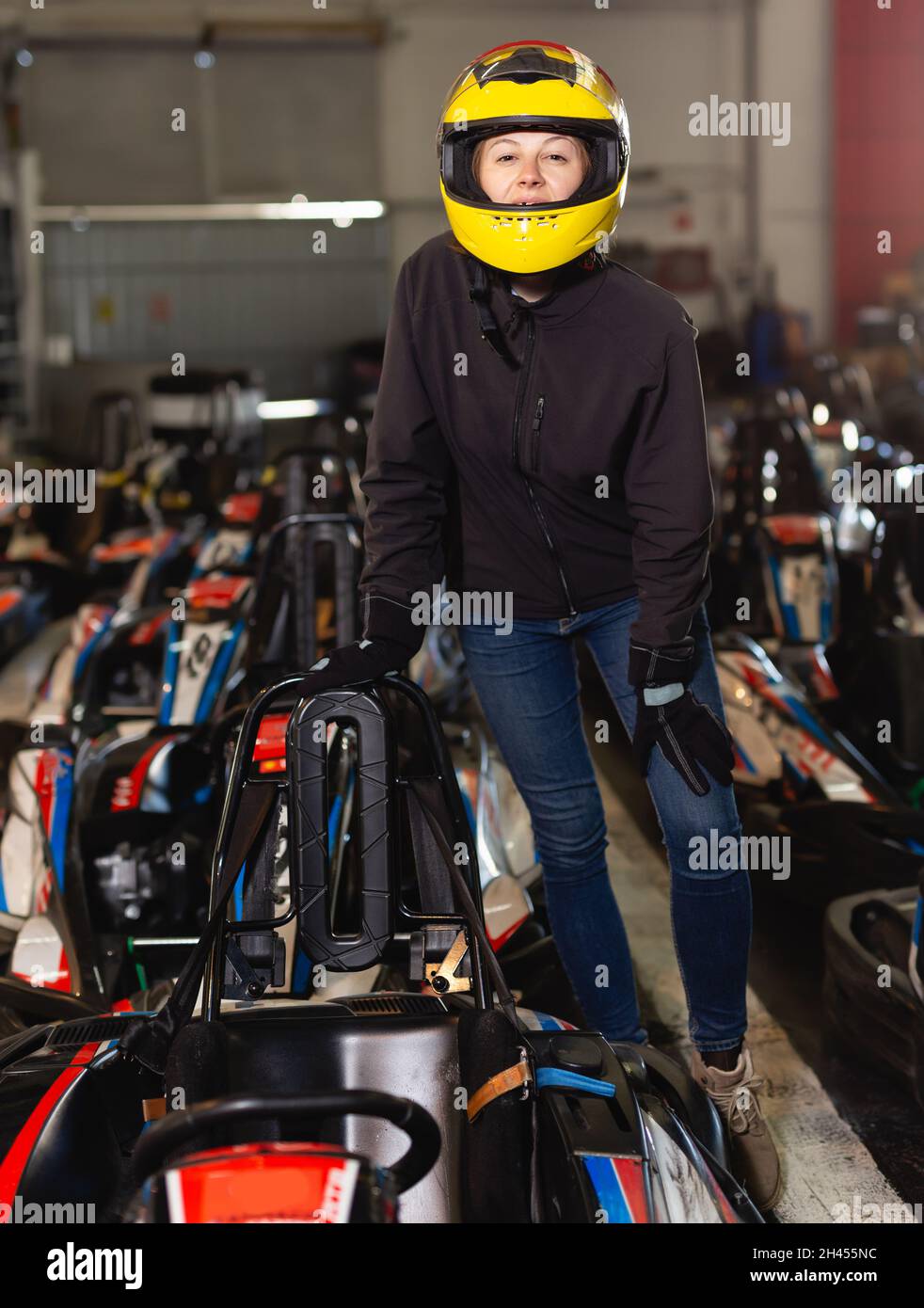 Woman go kart helmet hi-res stock photography and images - Alamy