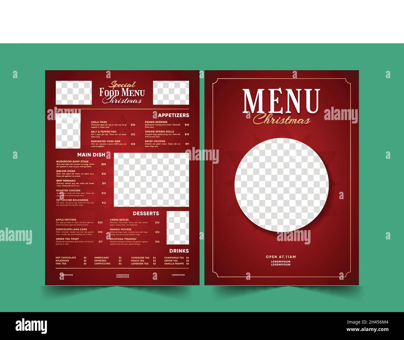 Christmas Menu Template With Photo Vector Design Illustration Stock