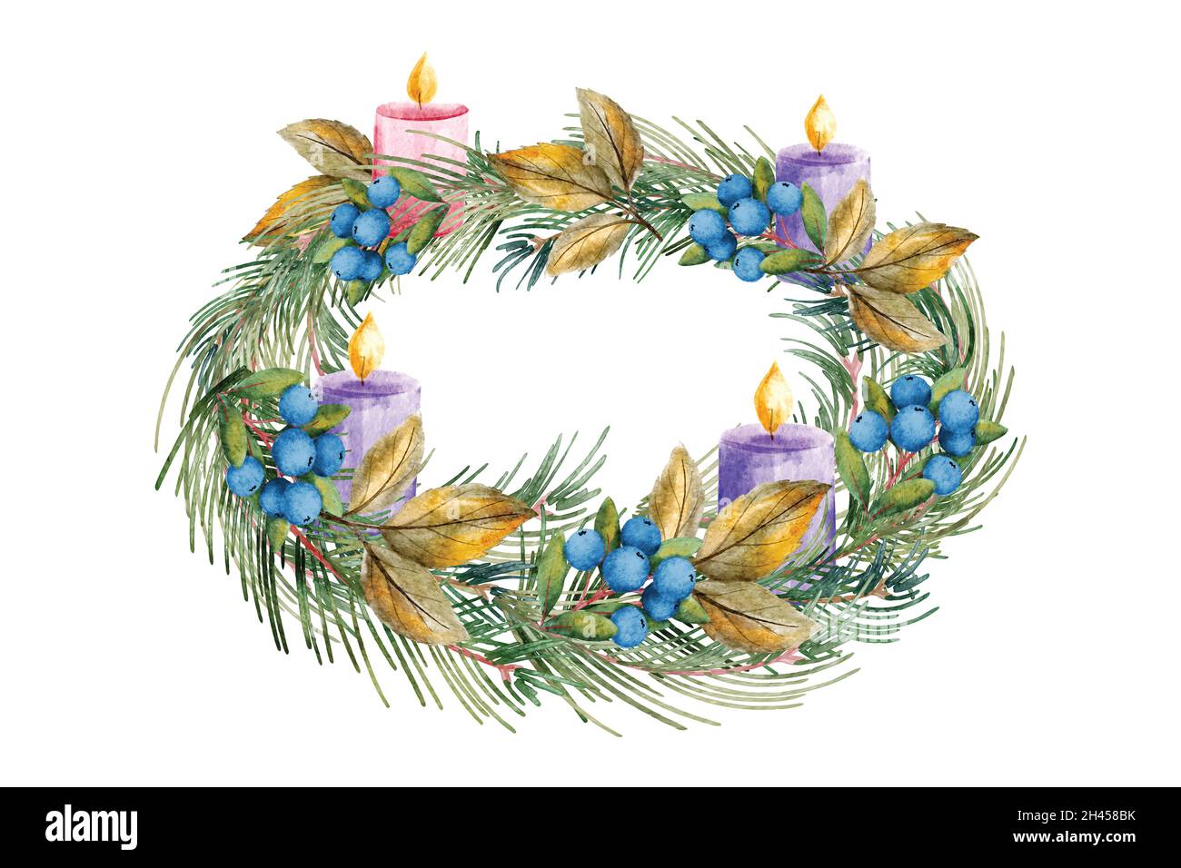 watercolor advent wreath vector design illustration Stock Vector