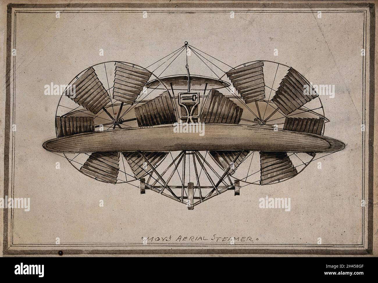 The flying machine of Thomas Moy. Watercolour Stock Photo - Alamy