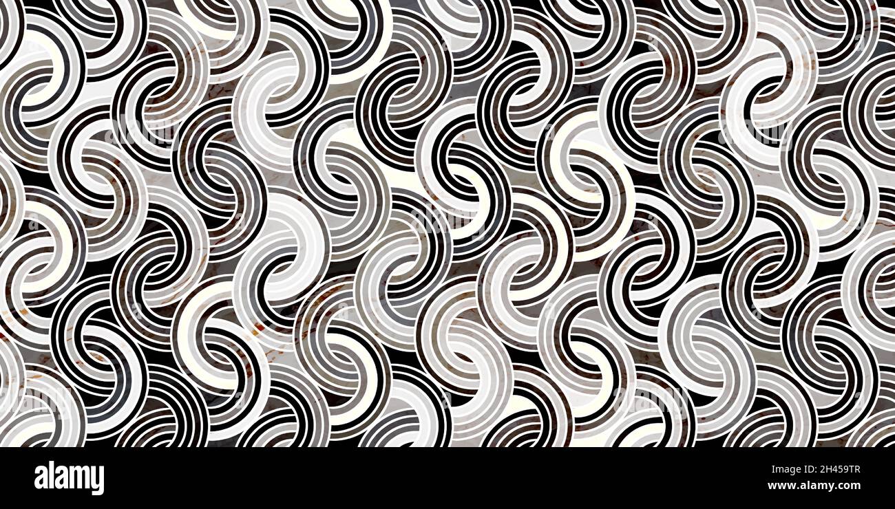 Geometric pattern luxury gray background with circle overlapping and marble texture Stock Vector