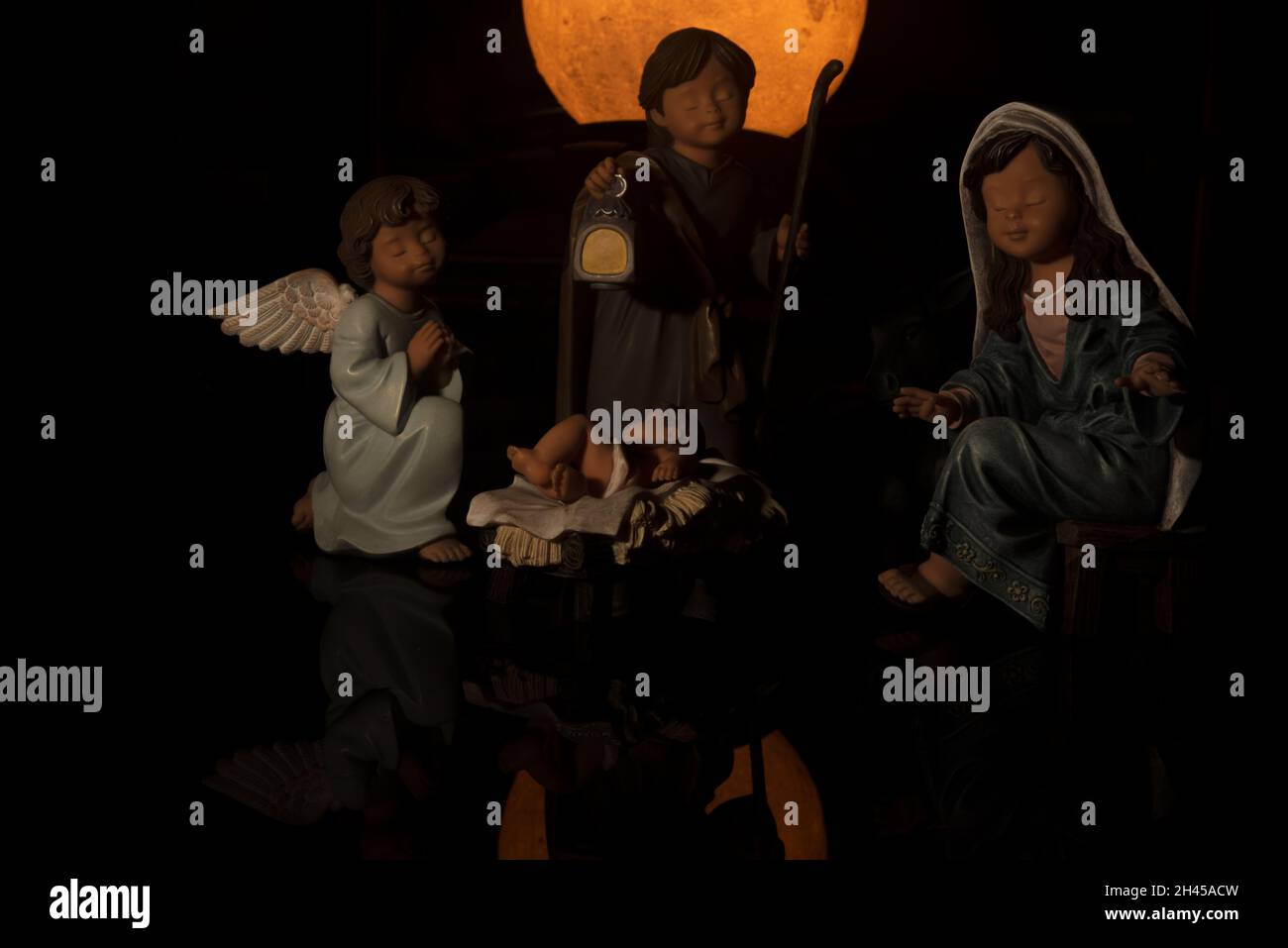 Christmas scenary of the born of jesus christ with mary and joseph an