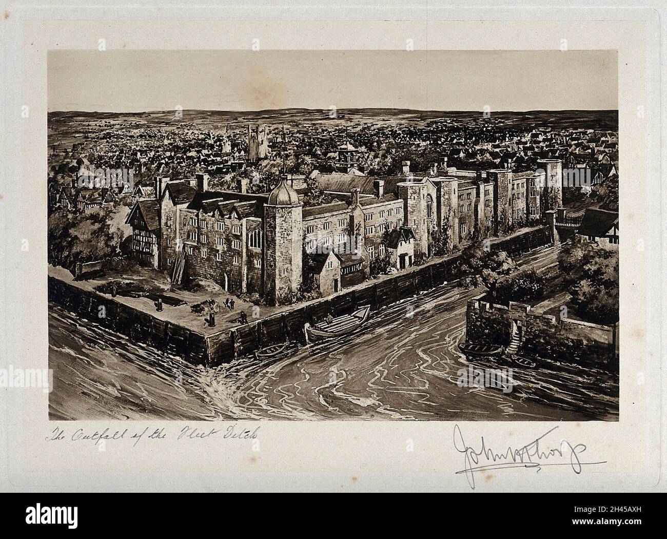 The outfall of the Fleet ditch. Lithograph after J.M. Thorp Stock Photo Alamy