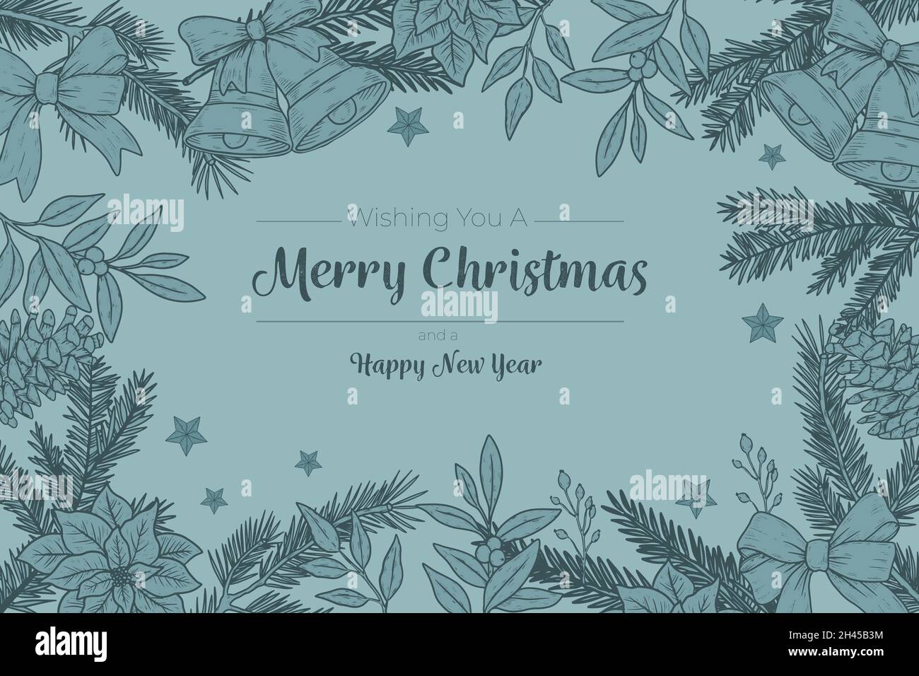 vintage christmas tree branches background vector design illustration ...