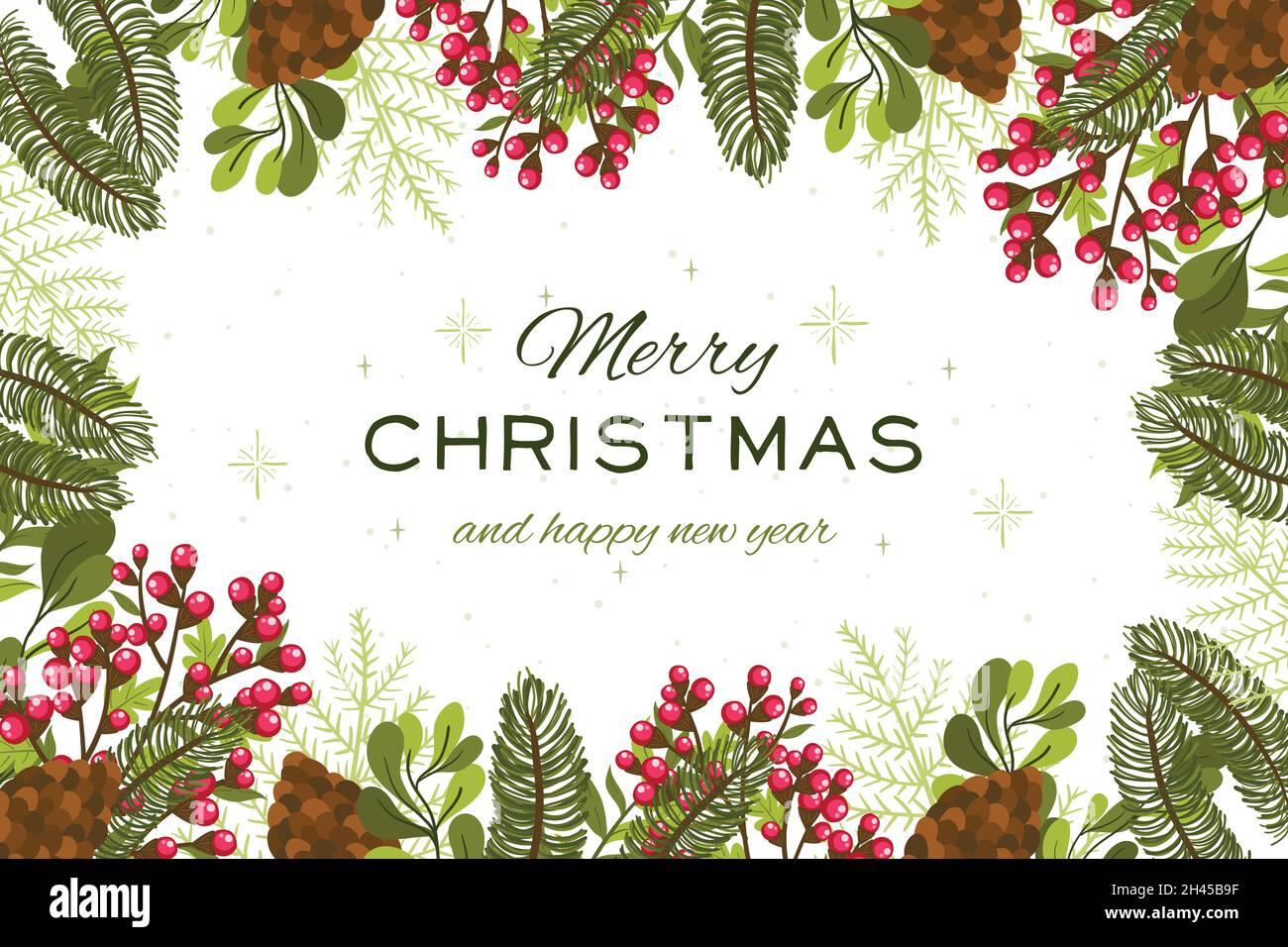 vintage christmas tree branches background vector design illustration ...