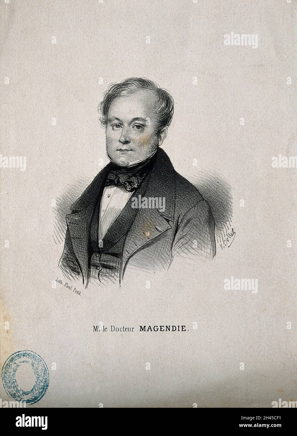 François Magendie. Lithograph by V. Dollet. Stock Photo