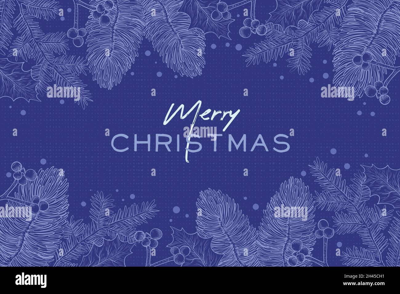 vintage christmas tree branches background vector design illustration ...