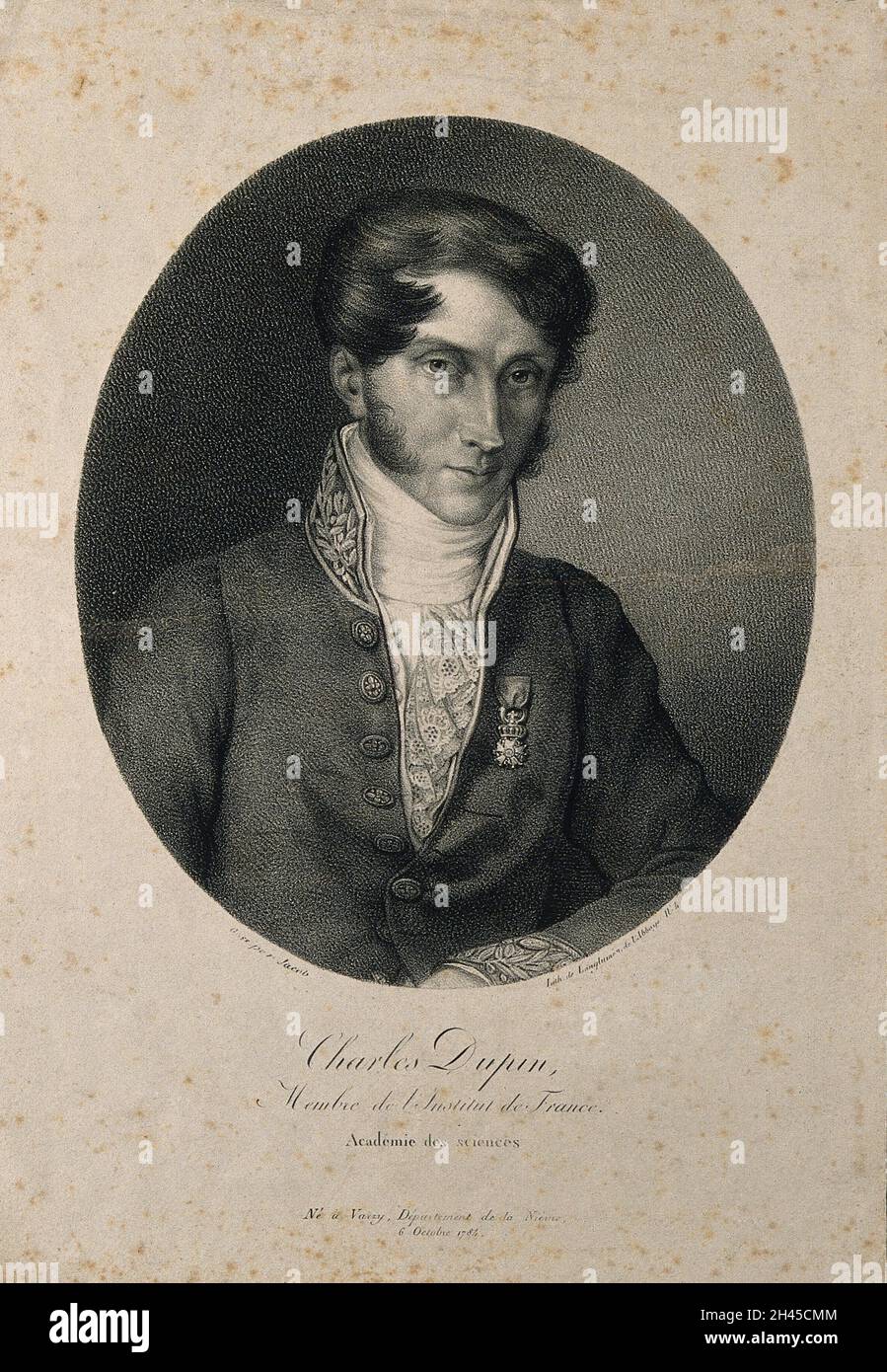 Charles, Baron Dupin. Lithograph by Langlumé after N.H. Jacob. Stock Photo