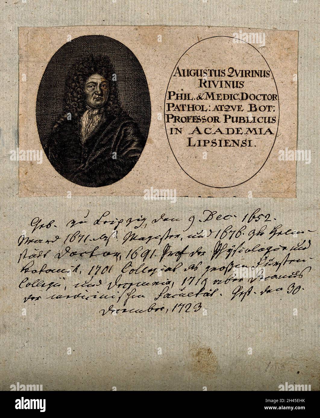 Augustus Quirinus Rivinus. Line engraving Stock Photo Alamy