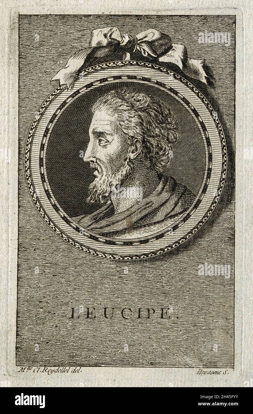 Leucippus. Line engraving by Beyssent after Mlle Cl. Reydellet. Stock Photo