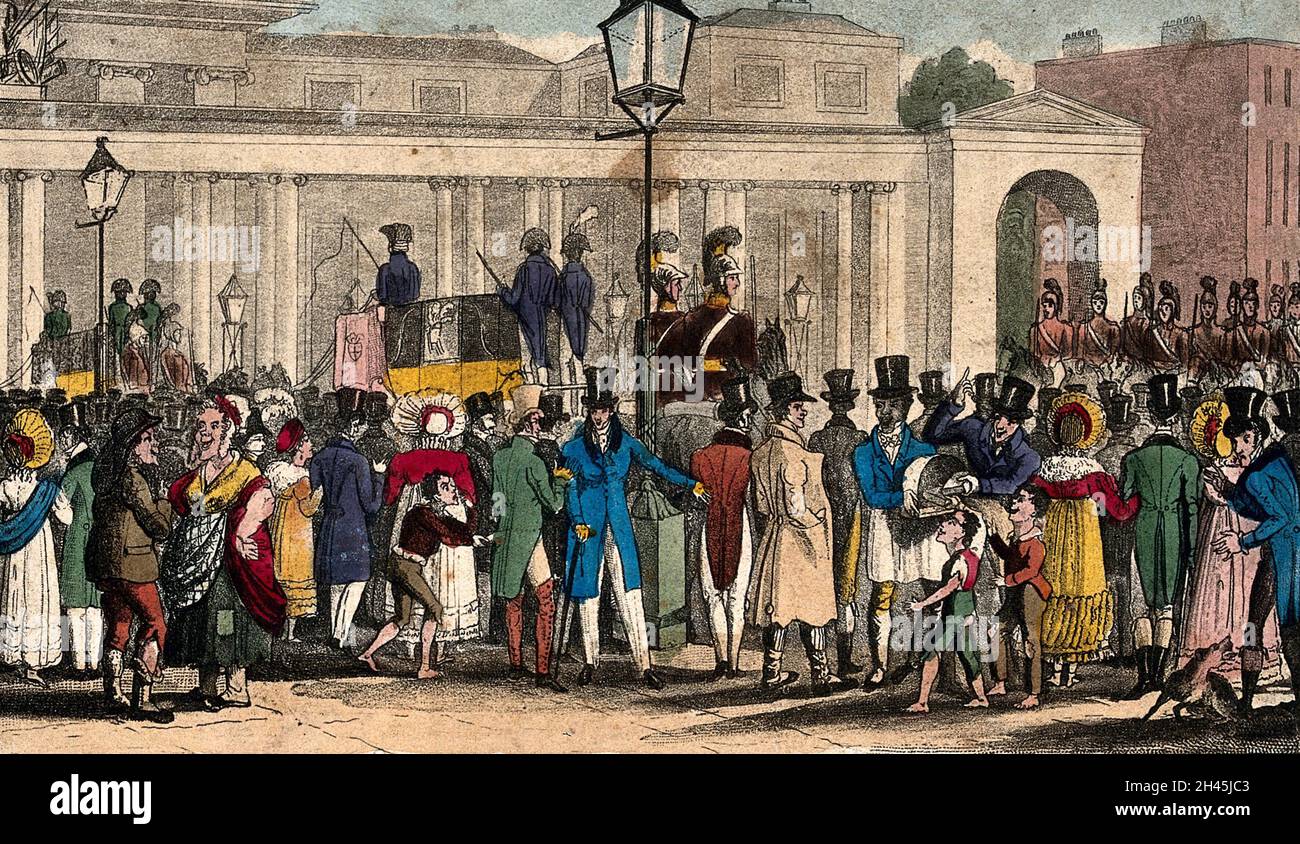 A crowd has gathered to watch a procession and a boy is stealing from