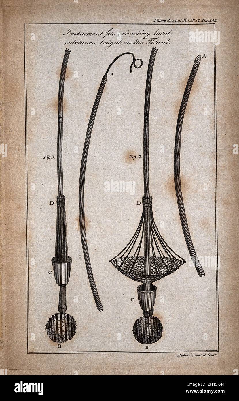 Surgical instrument for extracting objects lodged in the throat four