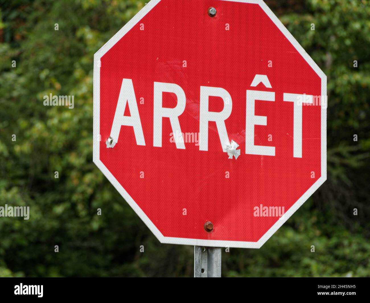 A French stop sign in Quebec,Canada Stock Photo Alamy