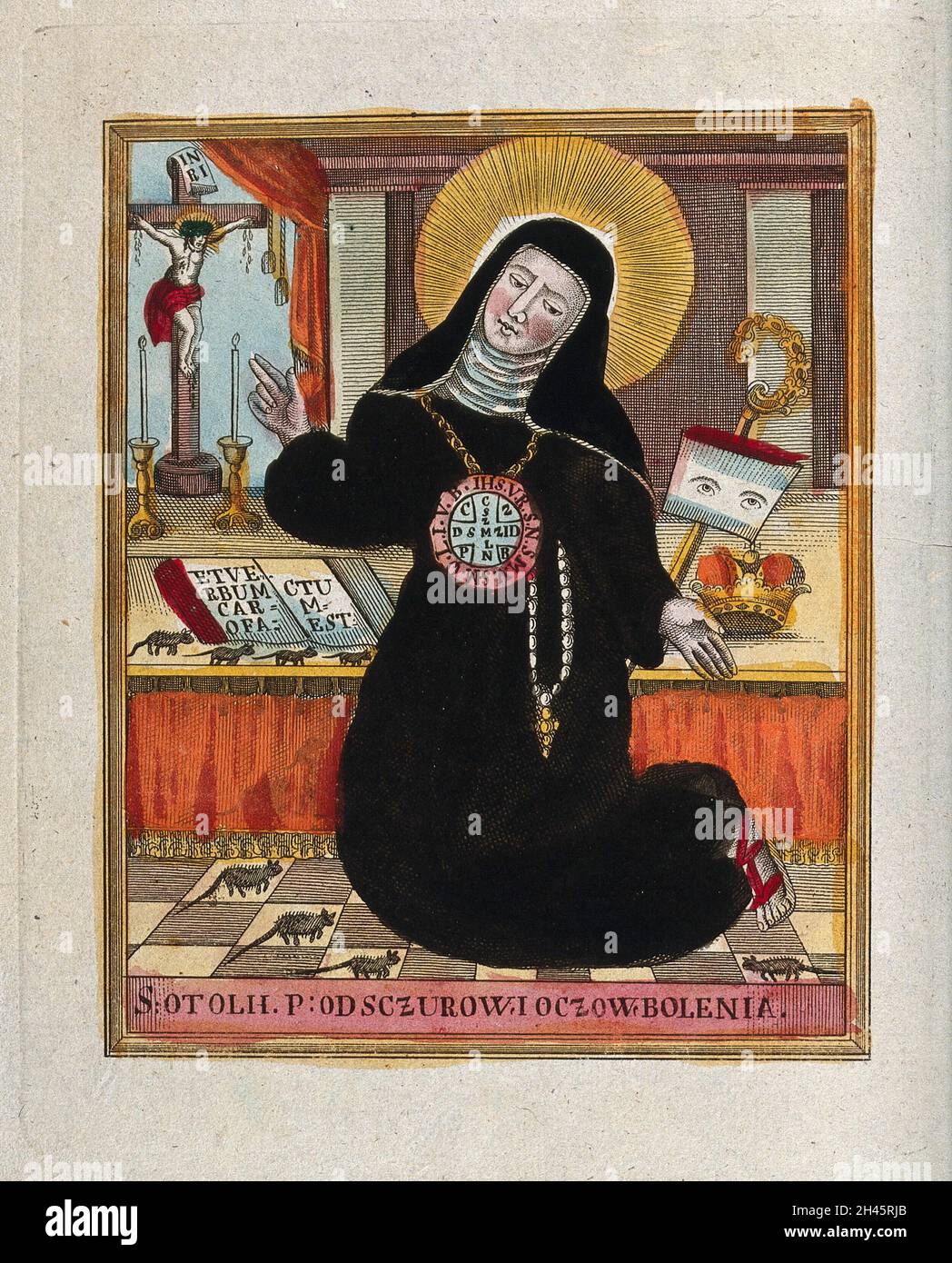 Saint Odilia as protector against eyepain and rat infestation