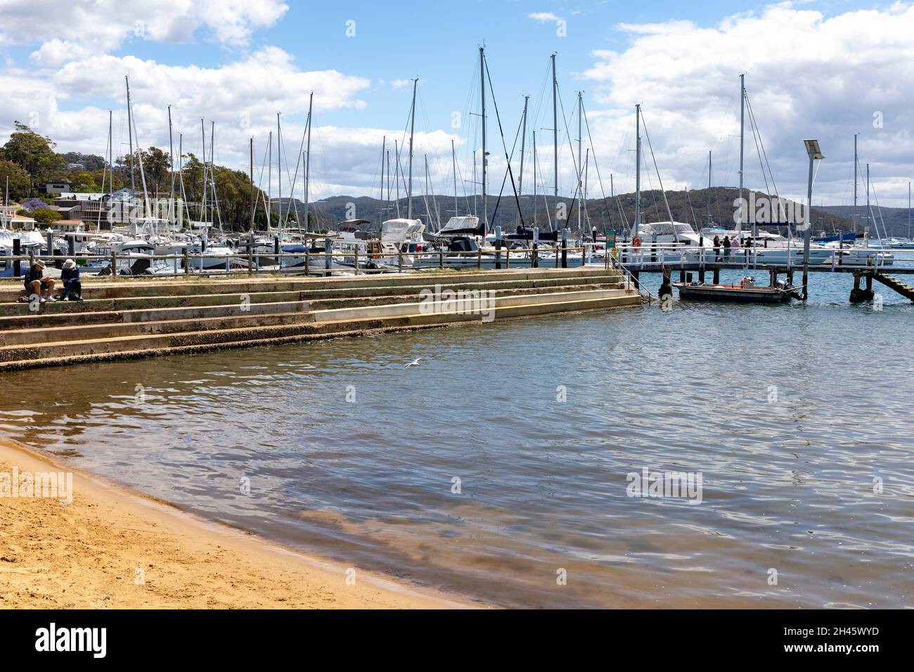 Bayview,Sydney historic wharf and Bayview baths on the shores of