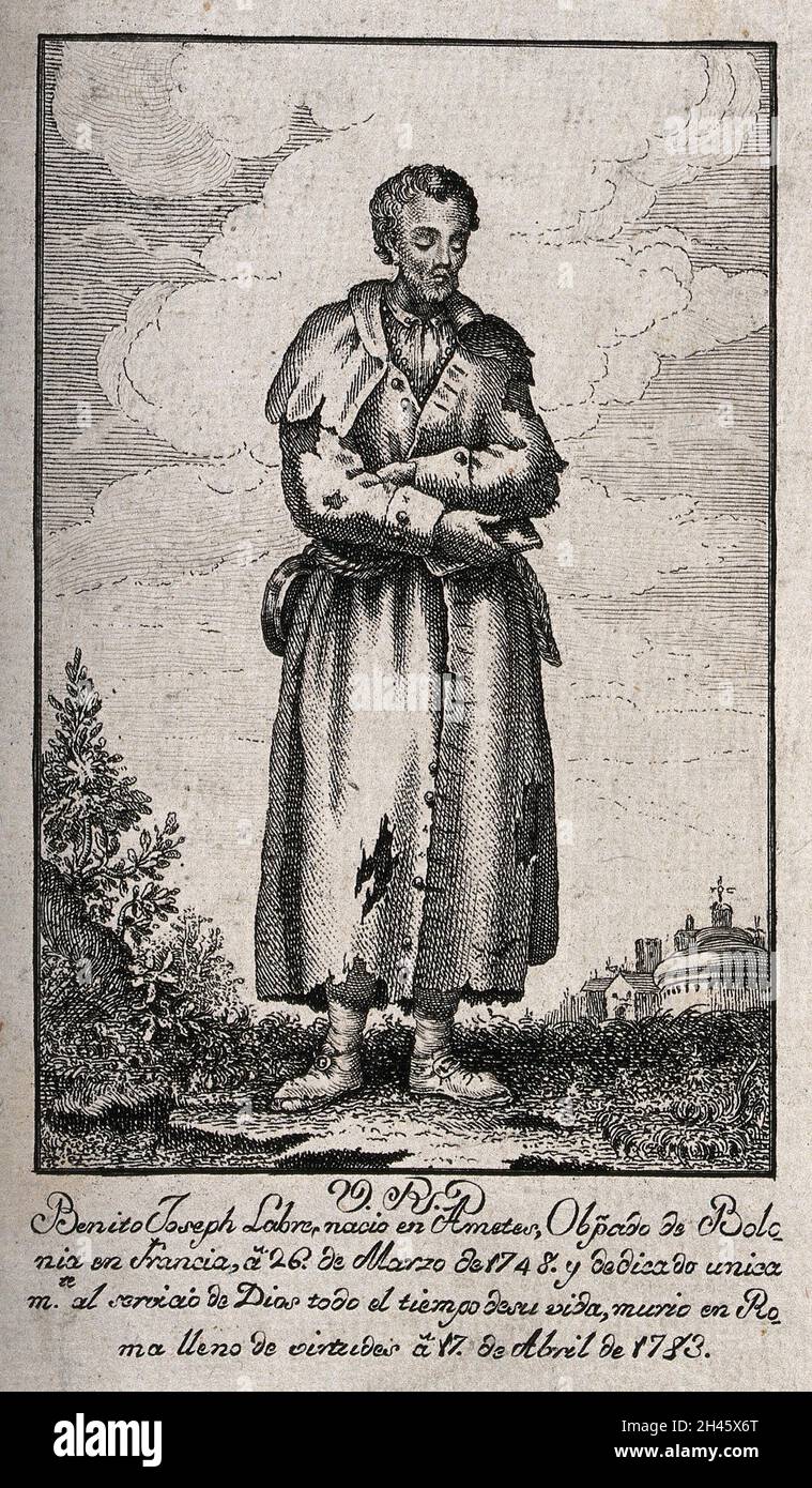 Saint Benedict Joseph Labre. Etching Stock Photo Alamy