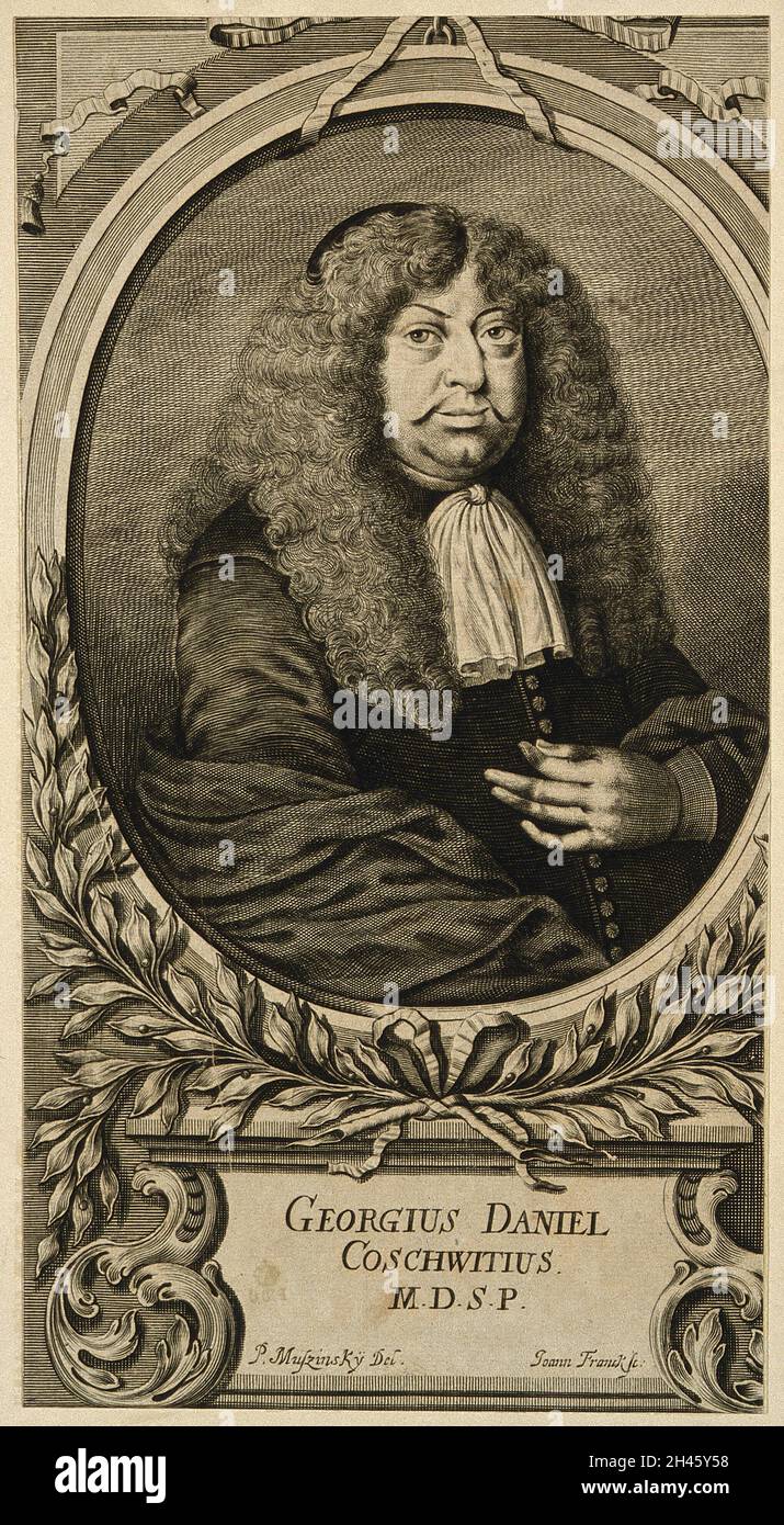 Georg Daniel Coschwitz. Line engraving by J. Franck after P. Muszinsky ...