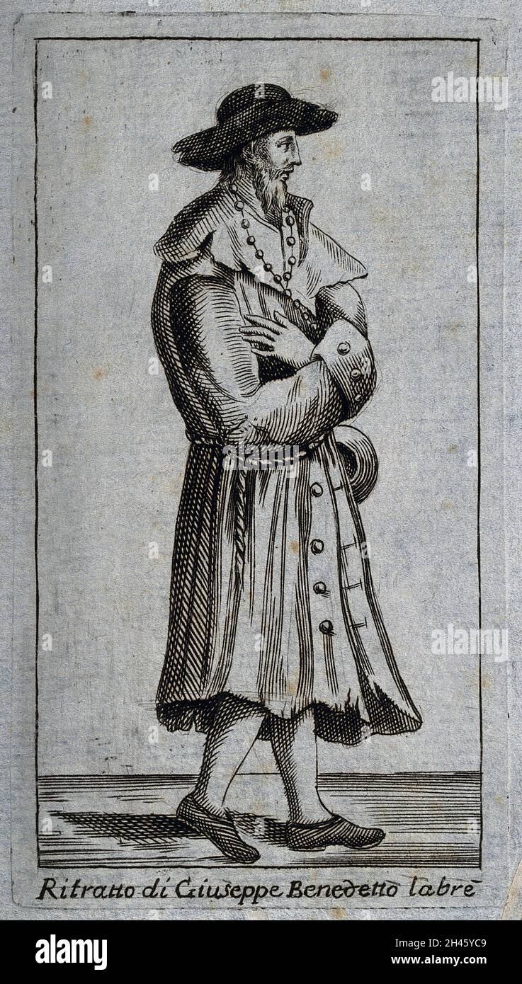 Saint Benedict Joseph Labre. Line engraving Stock Photo Alamy