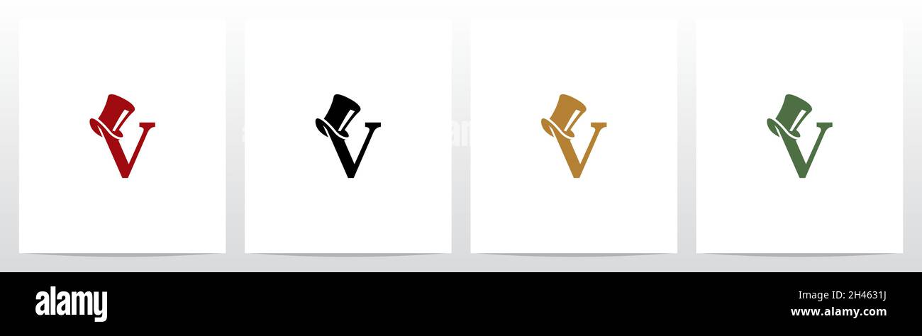 Top Hat On Letter Logo Design V Stock Vector