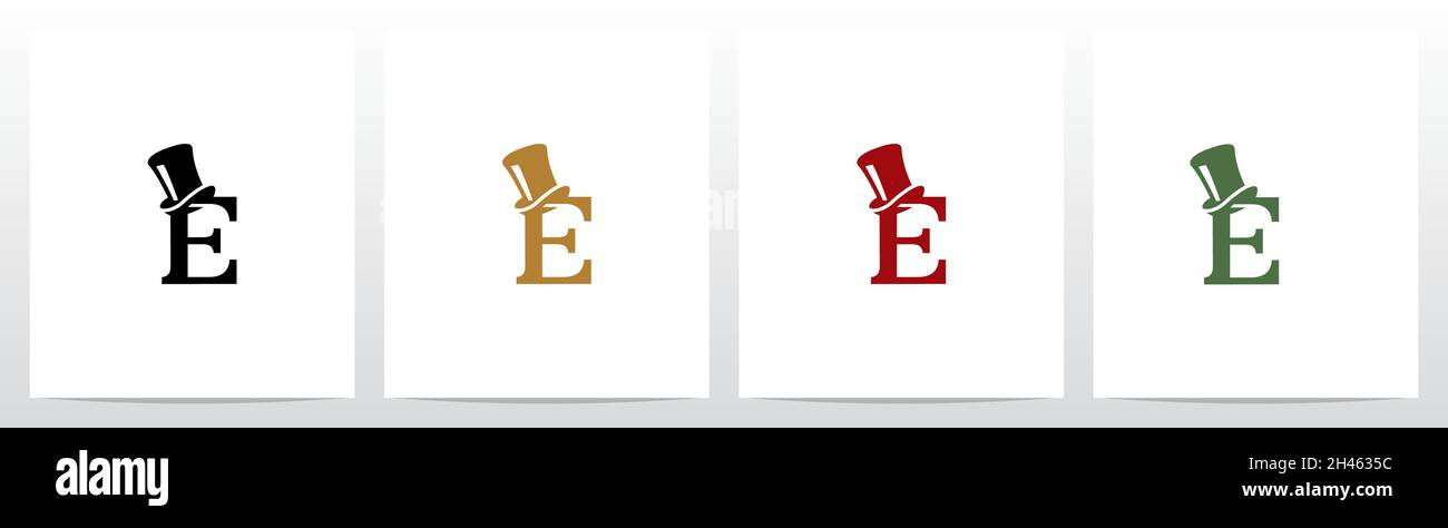 Top Hat On Letter Logo Design E Stock Vector