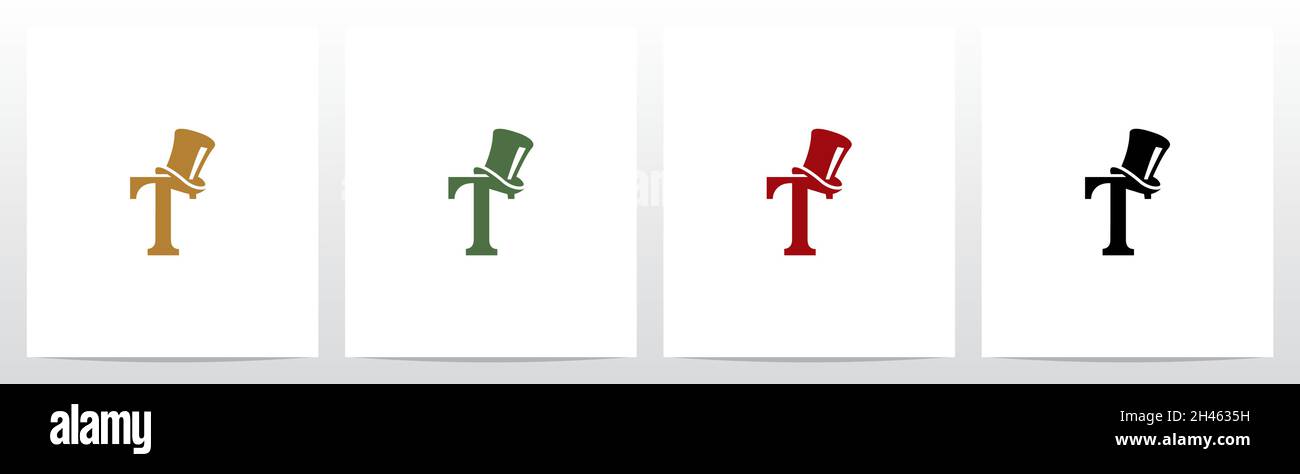 Top Hat On Letter Logo Design T Stock Vector
