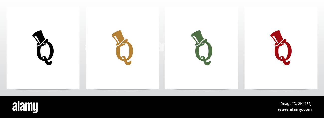 Top Hat On Letter Logo Design Q Stock Vector