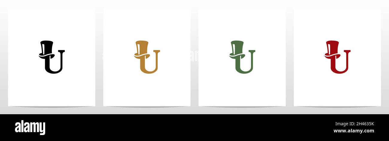 Top Hat On Letter Logo Design U Stock Vector