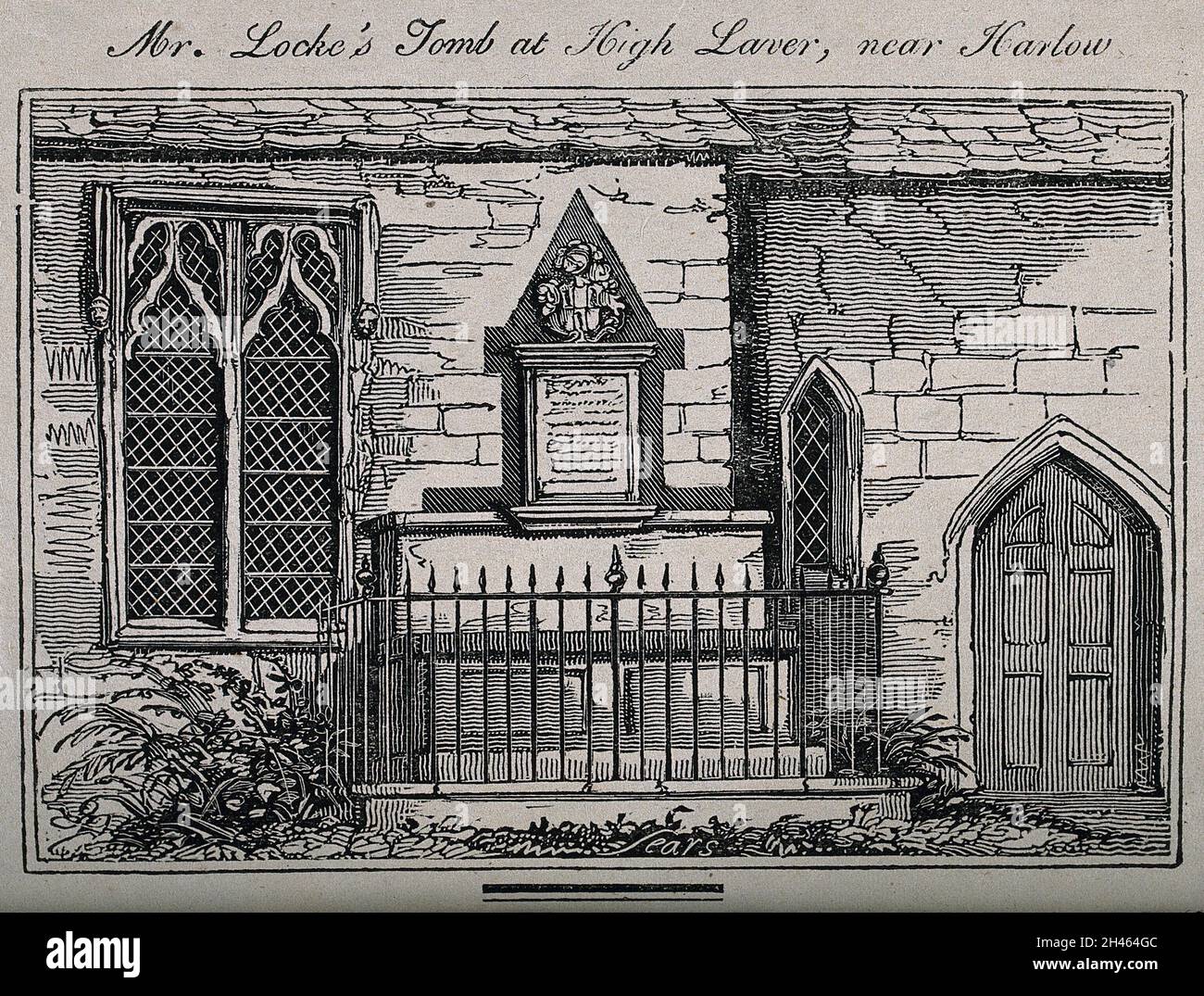 John Locke's tomb, in the parish of Laver, near Otes Manor, the house