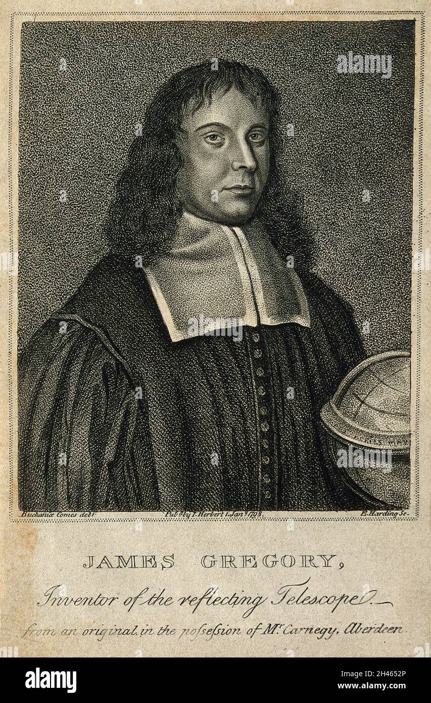 James Gregory. Stipple engraving by E. Harding after Count H. D. E. Buchan. Stock Photo