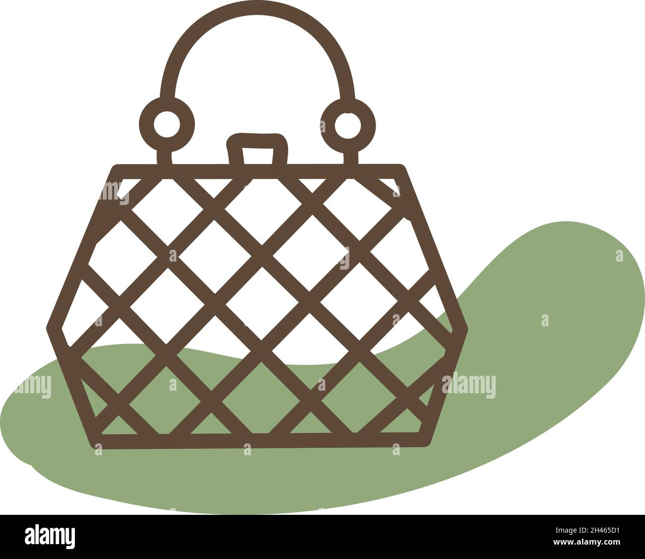 Green small handbag, illustration, vector, on a white background. Stock Vector