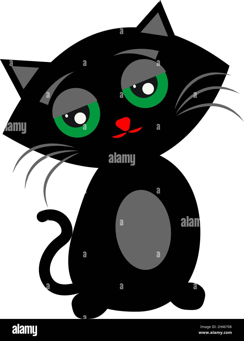 Sad cat, illustration, vector, on a white background. Stock Vector