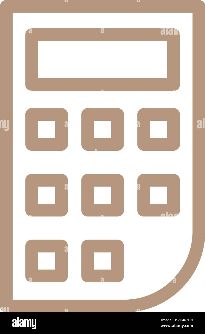 Brown calculator, illustration, vector, on a white background. Stock Vector