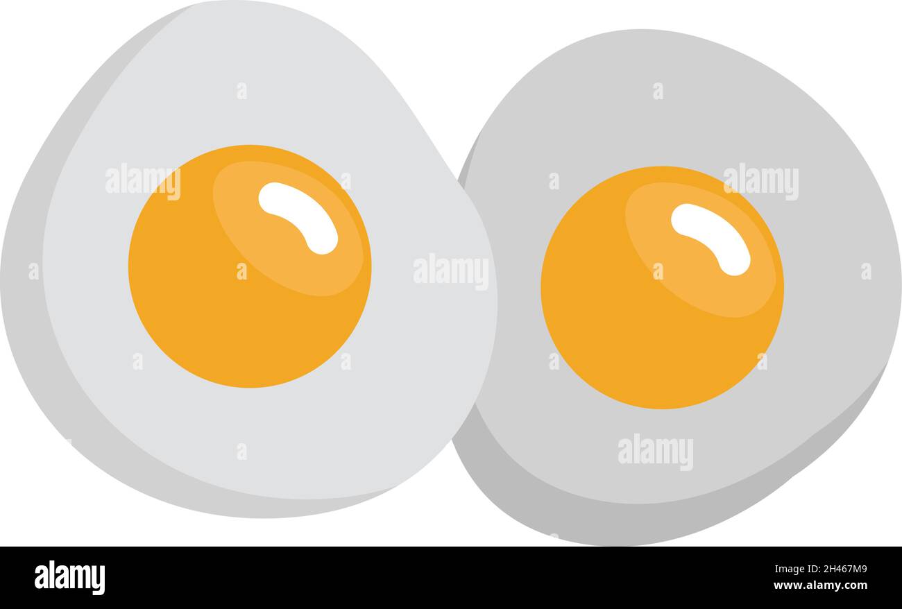 Two fried eggs, illustration, vector, on a white background. Stock Vector