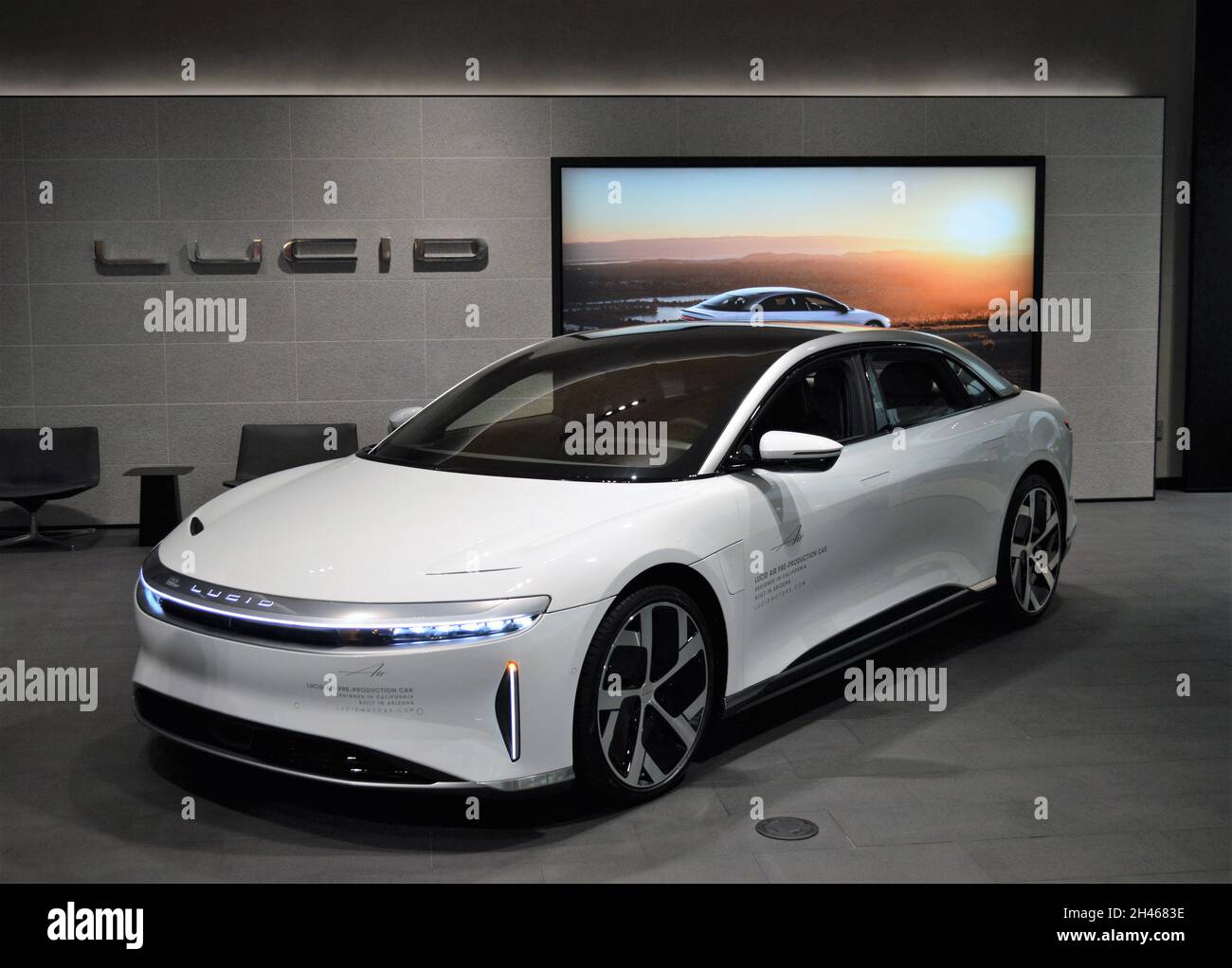 Lucid Motors Air Dream Edition luxury electric car on display in Scottsdale Arizona showroom