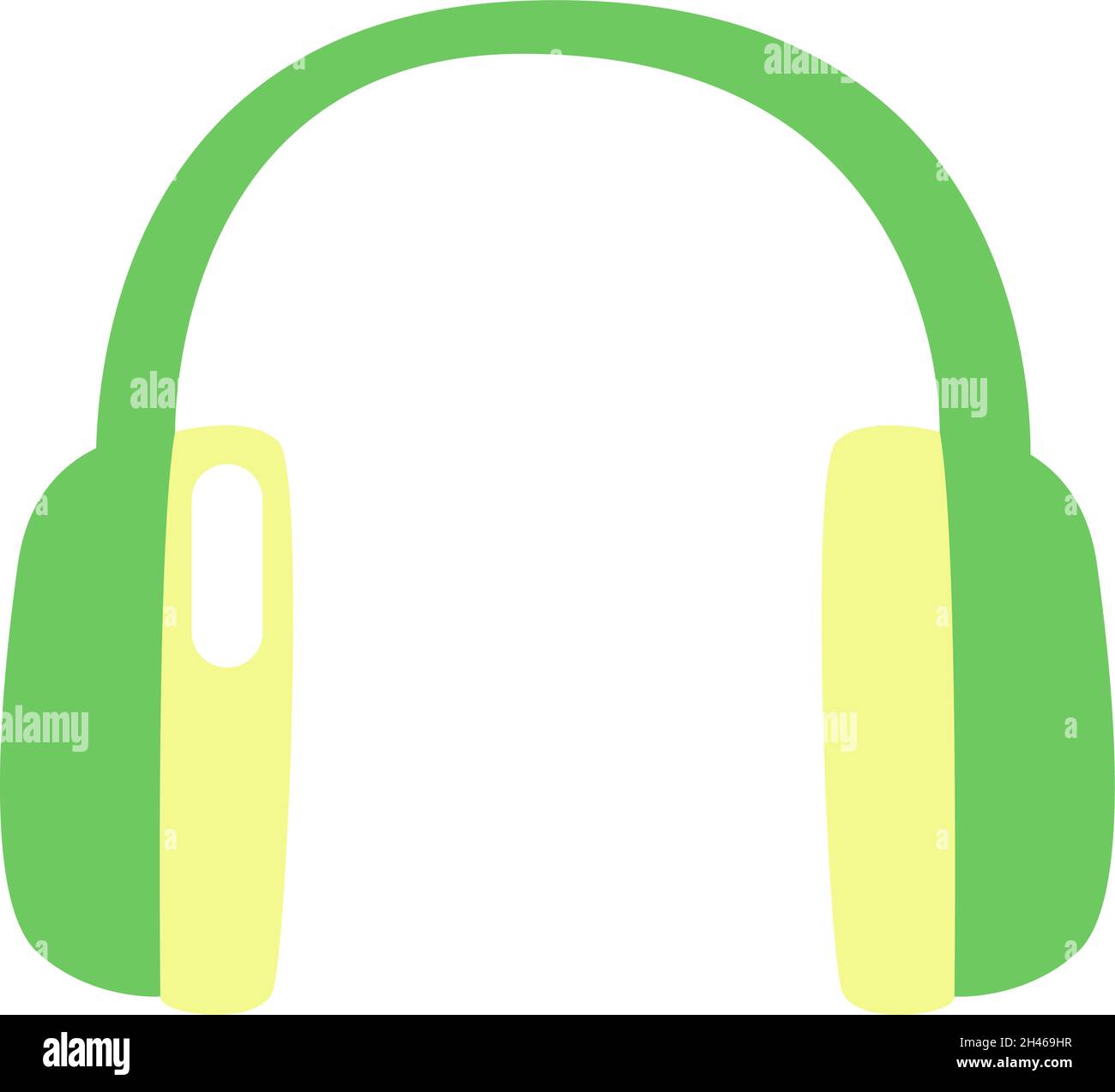 Green headphones, illustration, vector, on a white background. Stock Vector