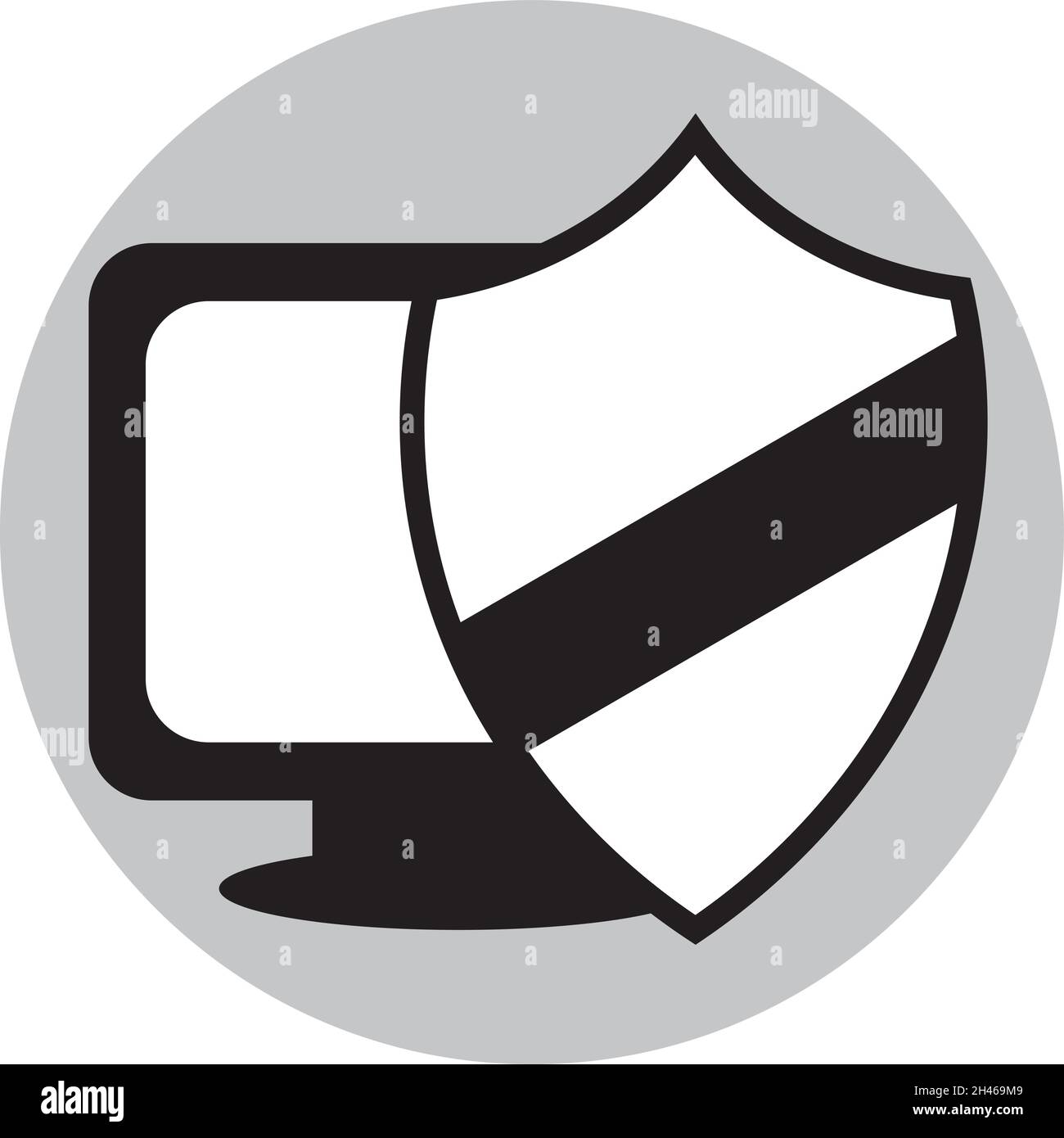 Computer shield protection, illustration, vector, on a white background ...