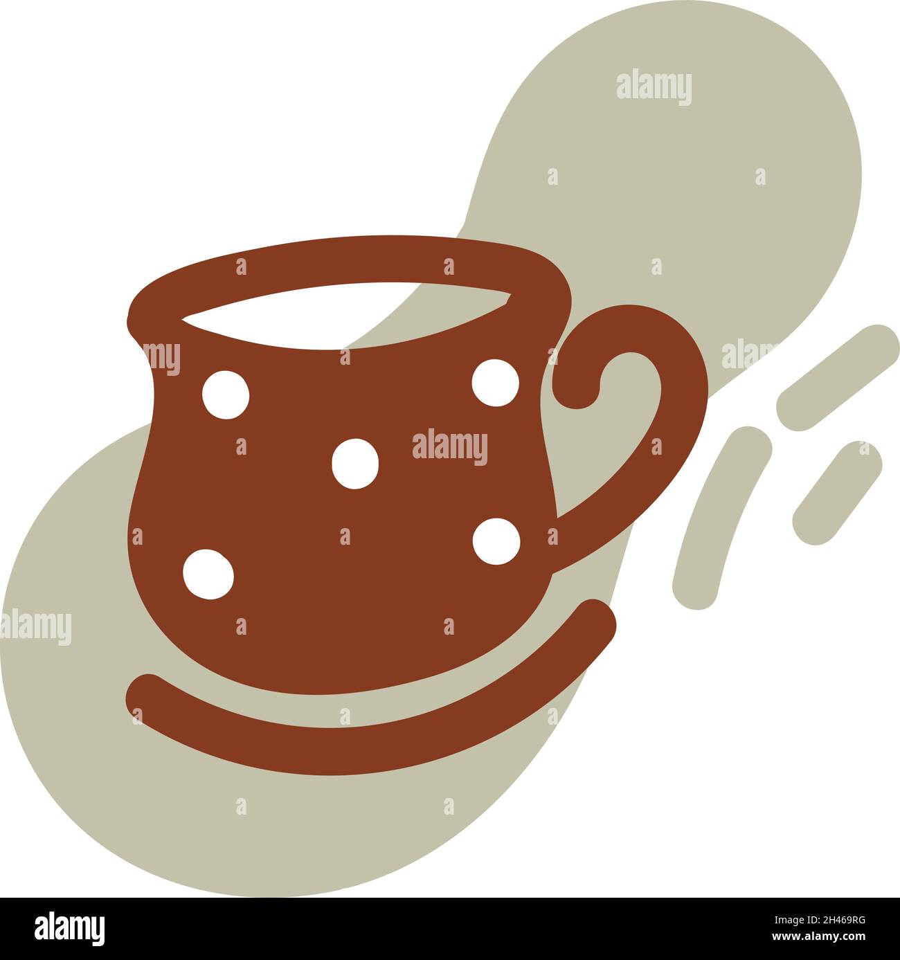 Brown tea mug with white dots, illustration, vector, on a white background. Stock Vector