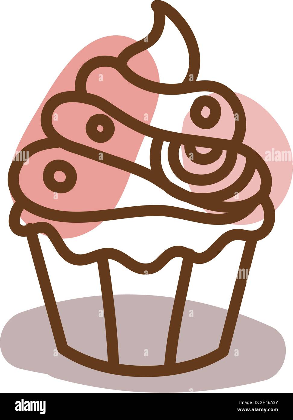 Chocolate cupcake, illustration, vector, on a white background. Stock Vector