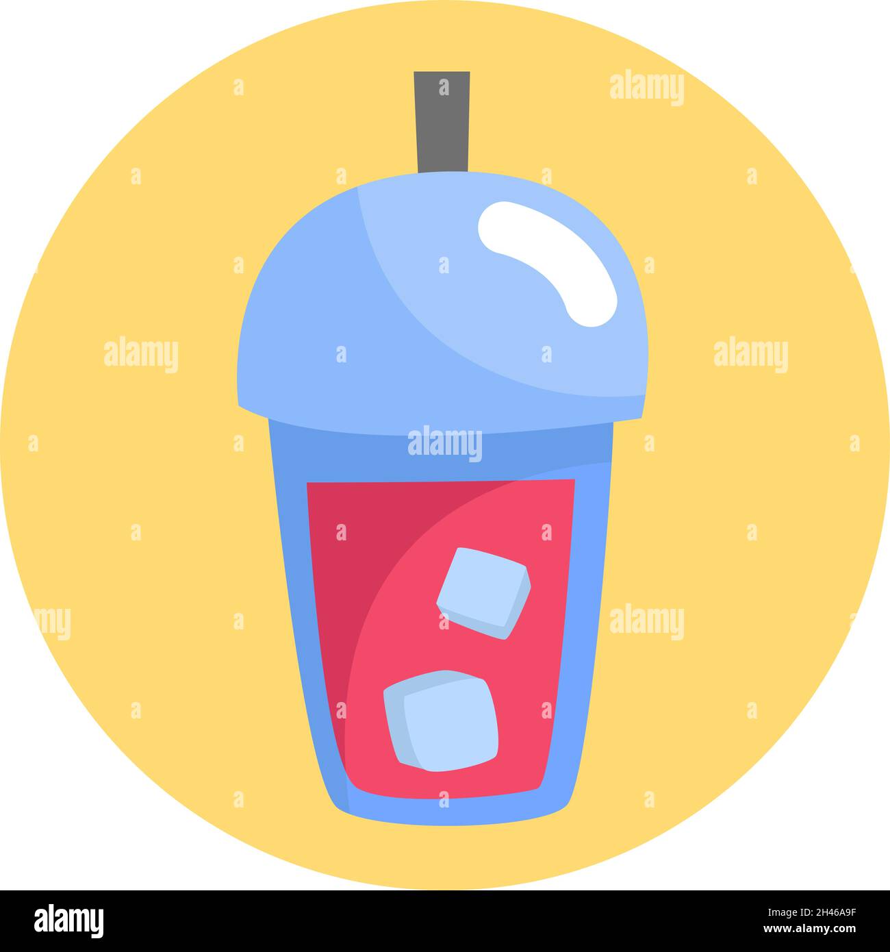 Pink juice in plastic cup, illustration, vector, on a white background. Stock Vector