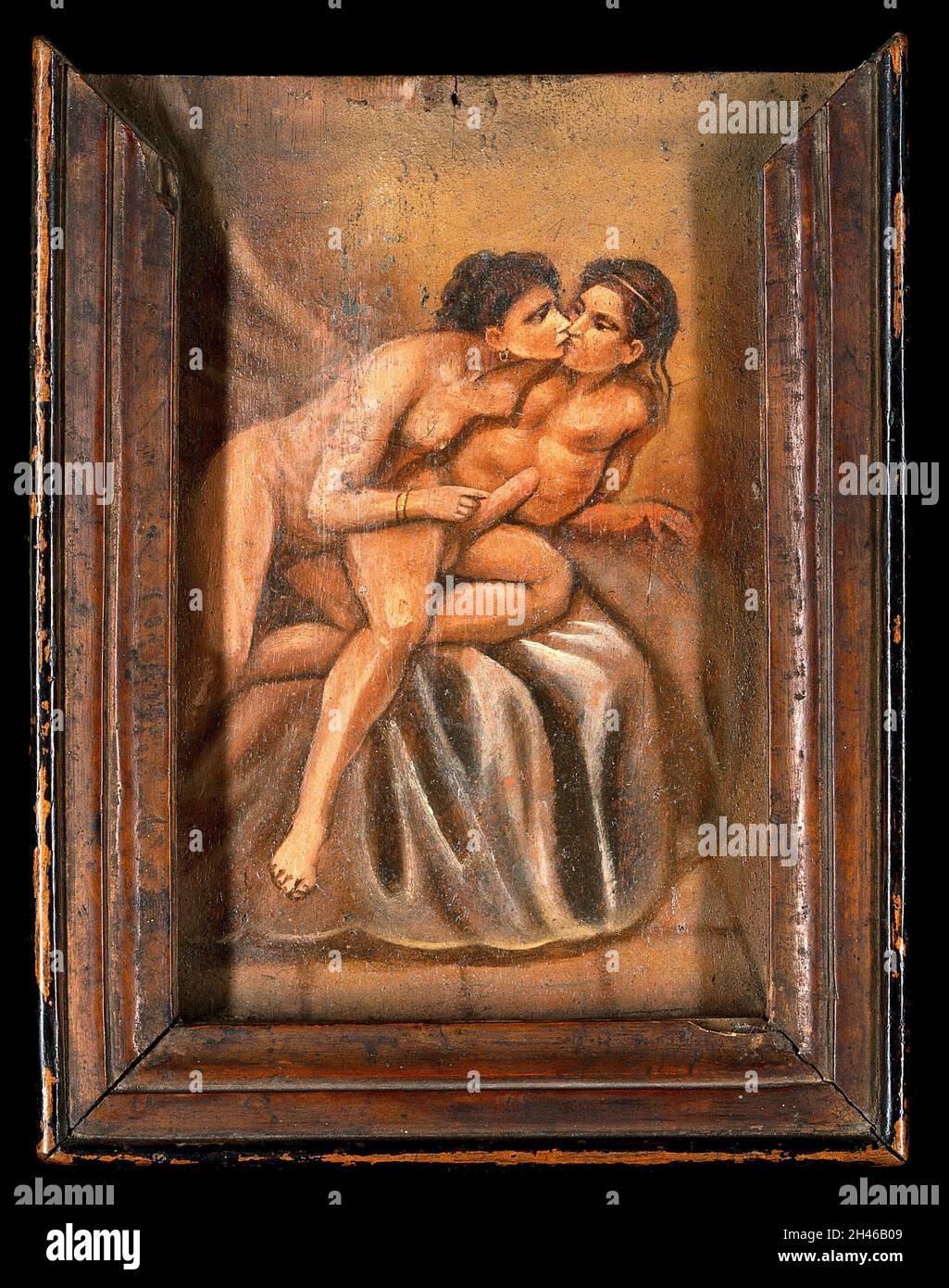 A man and a woman making love. Oil painting by Summonte, 18--. Stock Photo