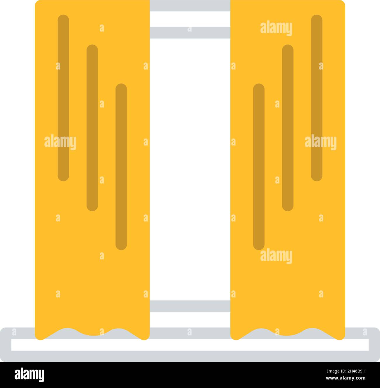 Two yellow curtains, illustration, vector, on a white background. Stock Vector