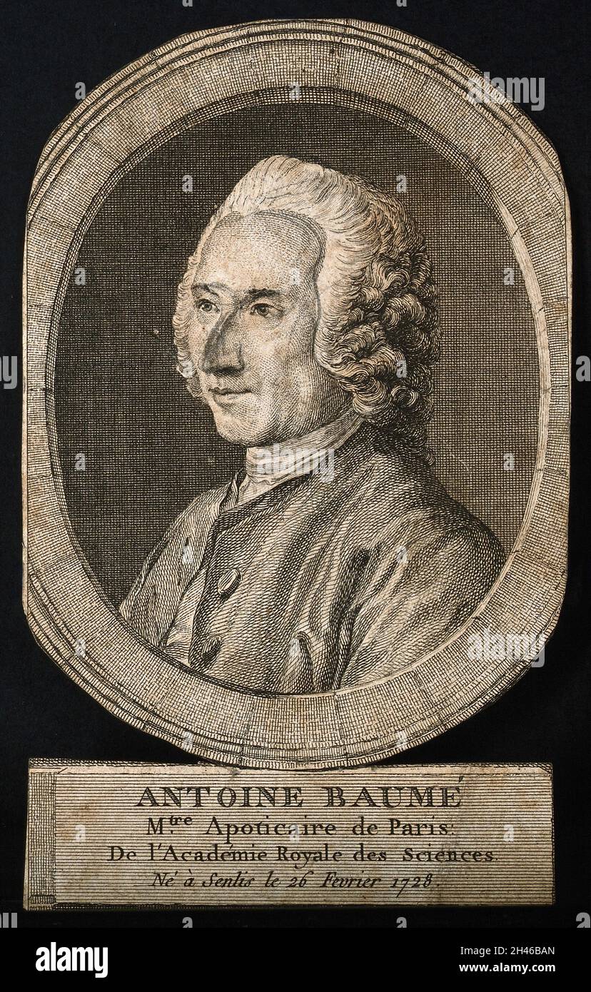 Antoine Baumé. Engraving by A. de St. Aubin after C. N. Cochin, 1772. Stock Photo