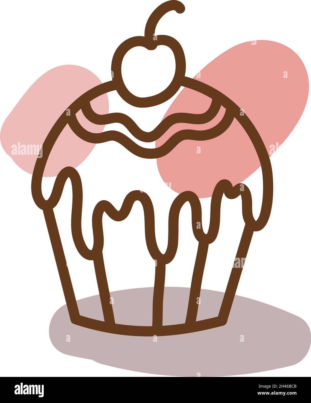 Chery muffin, illustration, vector, on a white background. Stock Vector