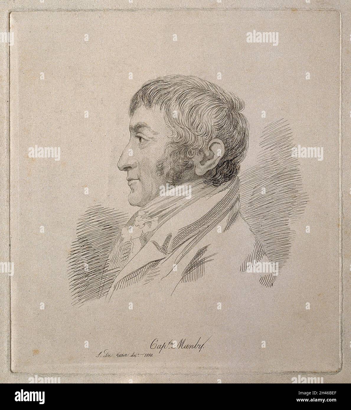 George William Manby. Line engraving by Mrs D. Turner after S. de ...