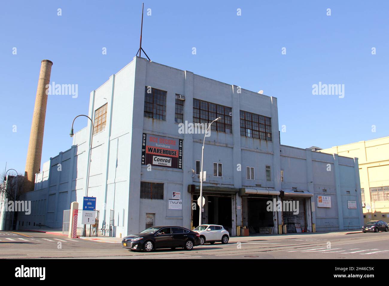 One of old industrial buildings in the Brooklyn Army Terminal complex at 1st Ave and 58th Street