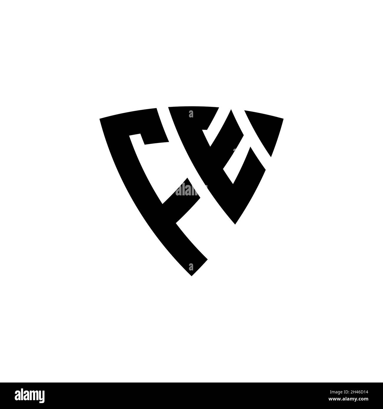 FE Monogram logo letter with triangle shield shape style design isolated on white background. Triangle monogram logo, shield monogram logo, triangle s Stock Vector